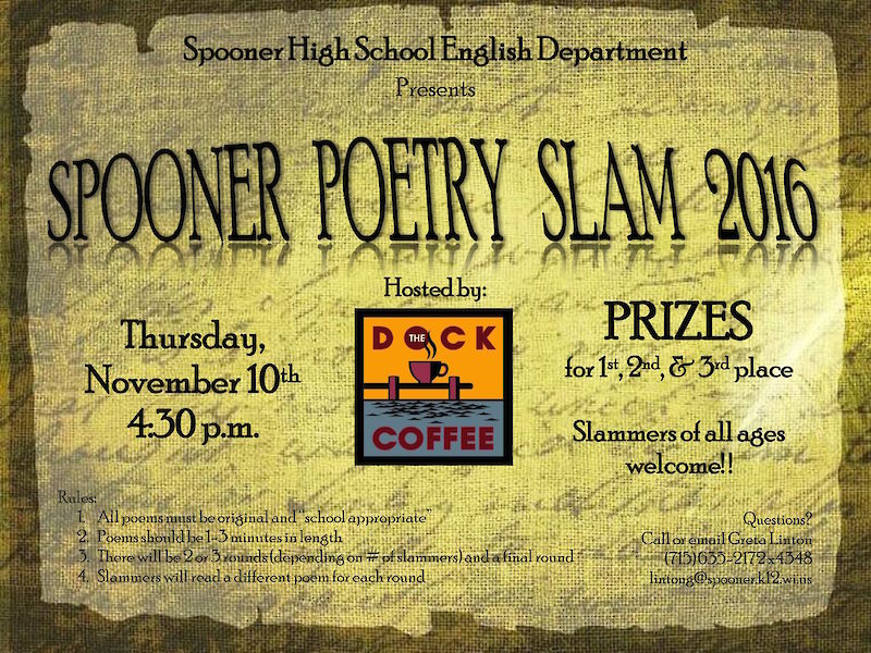 Spooner Poetry Slam This Thursday @ The Dock!