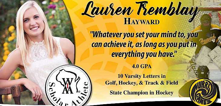 Hayward's Lauren Tremblay Named WIAA 'Scholar Athlete for 2017'