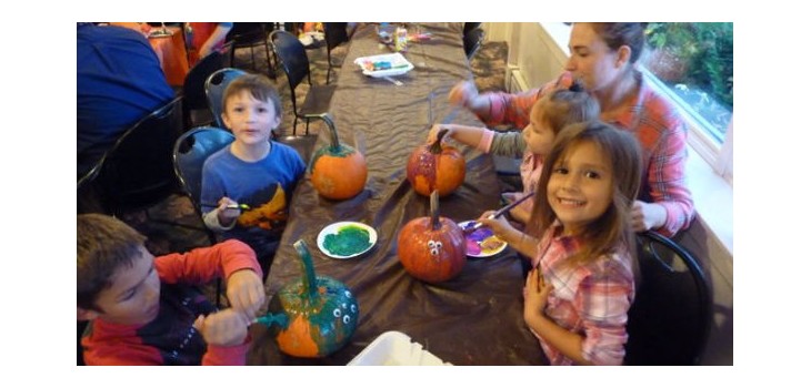 Kids Come Out For Pumpkin Painting & Pizza At Resource Center Monthly Activity