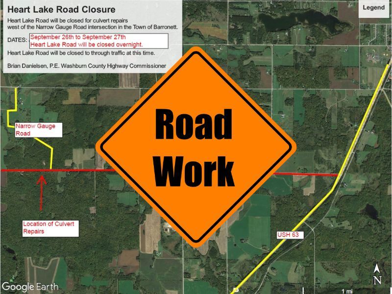 Road Closure Notification For Culvert Pipe Replacement On Heart Lake Road