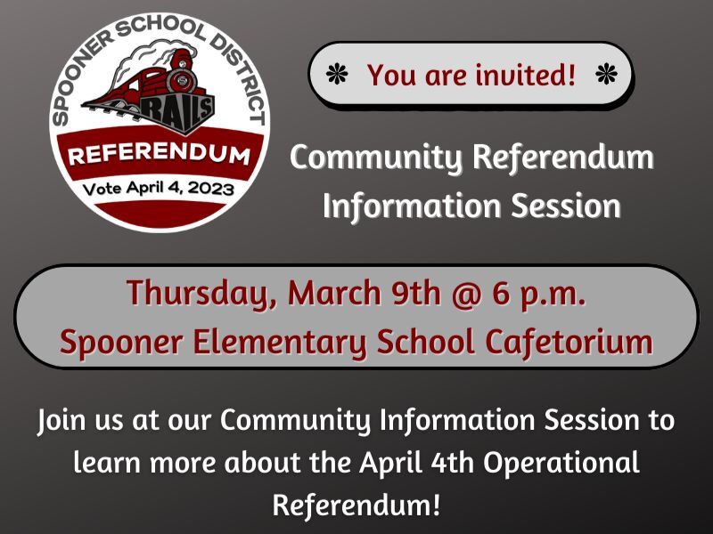 Spooner Area School District Community Referendum Information Session This Thursday