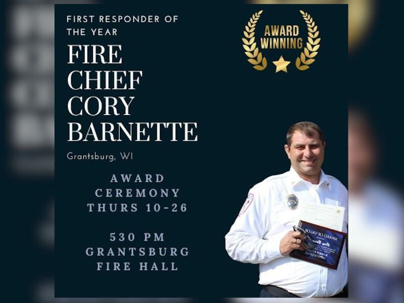 Rep. Angie Sapik Nominates Grantsburg Fire Chief Cory Barnette For 2023 First Responder Of The Year