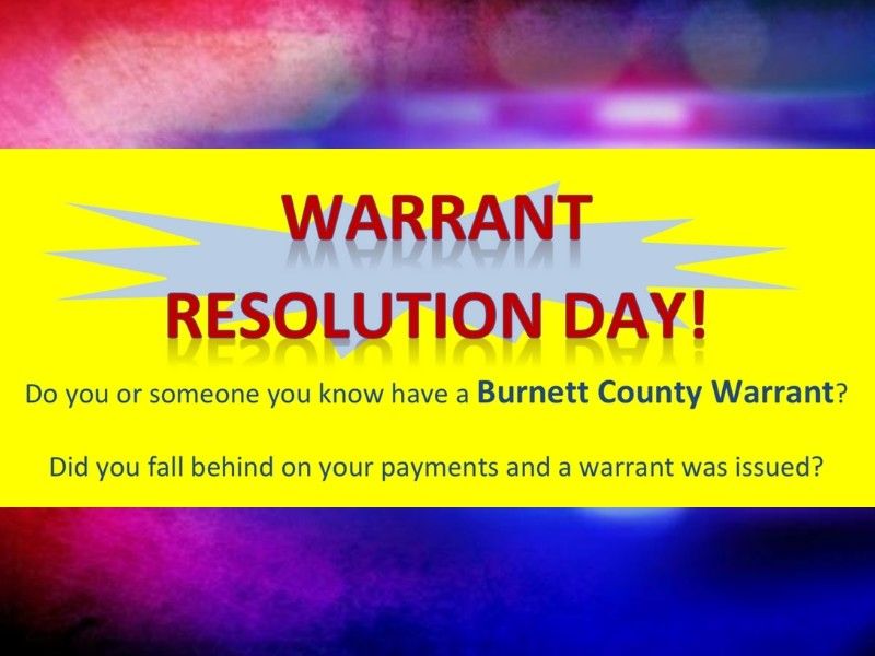 Warrant Resolution Day Set For Burnett County